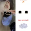 Bông Tai Nữ Đính Đá Viền Vuông Sang Trọng, Nền Đen Quý Phái, Phụ Kiện Thời Trang Dự Tiệc, Đi Chơi 1