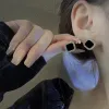 Bông Tai Nữ Đính Đá Viền Vuông Sang Trọng, Nền Đen Quý Phái, Phụ Kiện Thời Trang Dự Tiệc, Đi Chơi 4