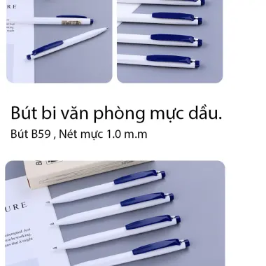 Bút Bi Bấm Mực Dầu Baoke Mực Xanh Đen 1.0mm B59 Giá Rẻ 50k hộp 12 chiếc 3