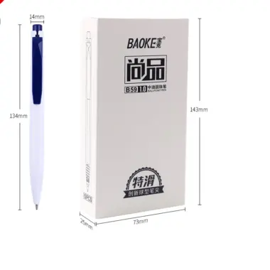 Bút Bi Bấm Mực Dầu Baoke Mực Xanh Đen 1.0mm B59 Giá Rẻ 50k hộp 12 chiếc 8