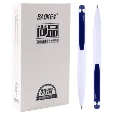 Bút Bi Bấm Mực Dầu Baoke Mực Xanh Đen 1.0mm B59 Giá Rẻ 50k hộp 12 chiếc 9
