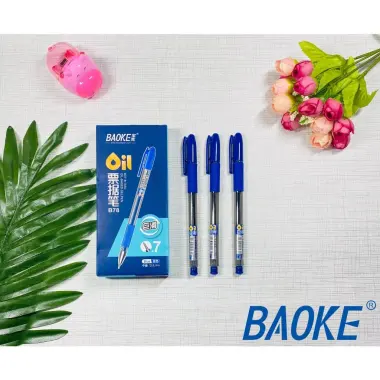 Bút Bi Bấm Mực Dầu Baoke Mực Xanh Đen 1.0mm B59 Giá Rẻ 50k hộp 12 chiếc 10