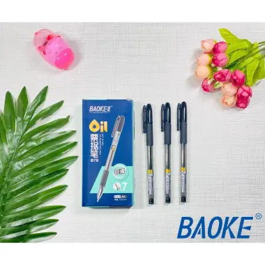 Bút Bi Bấm Mực Dầu Baoke Mực Xanh Đen 1.0mm B59 Giá Rẻ 50k hộp 12 chiếc 11