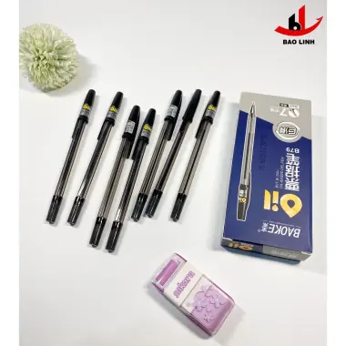 Bút Bi Bấm Mực Dầu Baoke Mực Xanh Đen 1.0mm B59 Giá Rẻ 50k hộp 12 chiếc 14