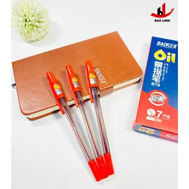 Bút Bi Bấm Mực Dầu Baoke Mực Xanh Đen 1.0mm B59 Giá Rẻ 50k hộp 12 chiếc 15