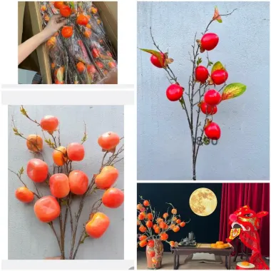 Cành Hồng Giả 7 Quả Dài 92cm Giá Rẻ Chỉ 18.000đ - Cành Quả Mốc Trang Trí