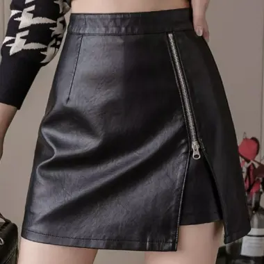 Chân váy da KiTa Shop chữ A khoá kéo xẻ tà trước có quần bảo hộ phong cách Hàn Quốc trẻ trung năng động 2 Chân váy da KiTa Shop chữ A khoá kéo xẻ tà trước có quần bảo hộ phong cách Hàn Quốc trẻ trung năng động 2