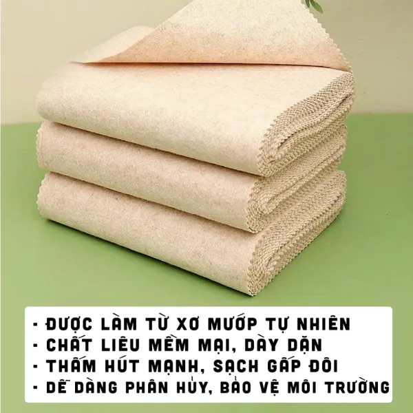 Hình ảnh sản phẩm [ CHÍNH HÃNG] Khăn Lau Xơ Mướp Đa Năng HUMA (Cắt tùy ý). Siêu thấm hút, tách dầu, làm sạch nhà bếp, bàn, tất cả bề mặt