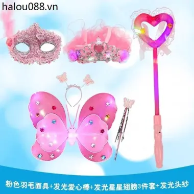Công chúa đông lạnh Elsa Prom Mặt nạ trẻ em Cô gái Tiệc nửa mặt Halloween Bộ vương miện lông vũ 8