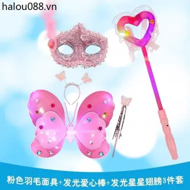 Công chúa đông lạnh Elsa Prom Mặt nạ trẻ em Cô gái Tiệc nửa mặt Halloween Bộ vương miện lông vũ 10