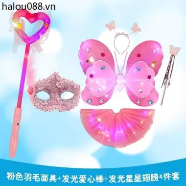 Công chúa đông lạnh Elsa Prom Mặt nạ trẻ em Cô gái Tiệc nửa mặt Halloween Bộ vương miện lông vũ 12