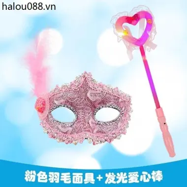 Công chúa đông lạnh Elsa Prom Mặt nạ trẻ em Cô gái Tiệc nửa mặt Halloween Bộ vương miện lông vũ 28