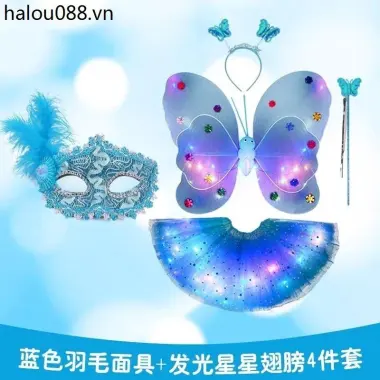 Công chúa đông lạnh Elsa Prom Mặt nạ trẻ em Cô gái Tiệc nửa mặt Halloween Bộ vương miện lông vũ 31