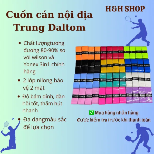 Hình ảnh sản phẩm Cuốn cán vợt Daltom chính hãng - Vợt cầu lông, tennis, bóng bàn, pickleball giá chỉ 61600đ