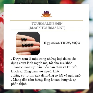 Đá Tourmaline Đen Phong Thủy Giá Rẻ - 6mm, Mệnh Thủy Mộc, Chuỗi Hạt Vòng Tay S50 6