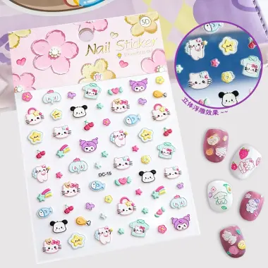 Dán Móng Tay 5D Hello Kitty Cho Bé Giá Rẻ Chỉ 13000đ - Dập Nổi Siêu Cute 2