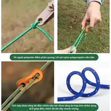 Dây Buộc Lều Cắm Trại Siêu Bền 4m Kèm Khóa Tăng Phản Quang Chiết Giảm 16% Chỉ 21.000đ 3