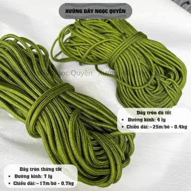 Dây Dù Xanh Bóng Nặng - Dù Mè - Tròn Trắng, Tròn Xanh - Nhiều Cỡ Cột Võng, Cắm Trại, Buộc Hàng - Xưởng Dây Ngọc Quyền