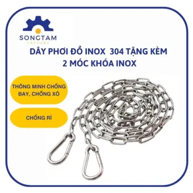 Dây xích phơi đồ Inox 304 3ly - Giá siêu ưu đãi chỉ 27.000đ giảm từ 34.290đ