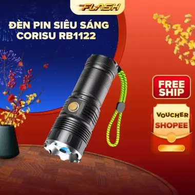 Đèn pin siêu sáng cầm tay CORISU RB1122 zoom xa gần, chiếu xa 500m, chống nước, sạc ngược điện thoại 2