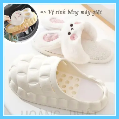 Dép Bông Con Thỏ Tháo Rời Lót Lông Cừu Cho Nữ - Mùa Đông Chống Thấm Nước Trơn Giá Shock 9 Dép Bông Con Thỏ Tháo Rời Lót Lông Cừu Cho Nữ - Mùa Đông Chống Thấm Nước Trơn Giá Shock 9