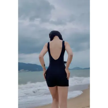 Đồ Bơi Nữ Cao Cấp - Bikini Áo Bơi Liền Mảnh Khoét Lưng Chữ V Màu Đen Giảm Giá 200K 3