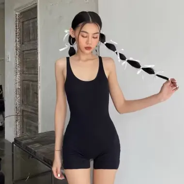 Đồ Bơi Nữ Cao Cấp - Bikini Áo Bơi Liền Mảnh Khoét Lưng Chữ V Màu Đen Giảm Giá 200K 5