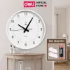 Đồng hồ treo tường minimalism Deli không ồn giá rẻ chỉ 189k trang trí phòng khách hiện đại 1