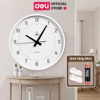 Đồng hồ treo tường minimalism Deli không ồn giá rẻ chỉ 189k trang trí phòng khách hiện đại