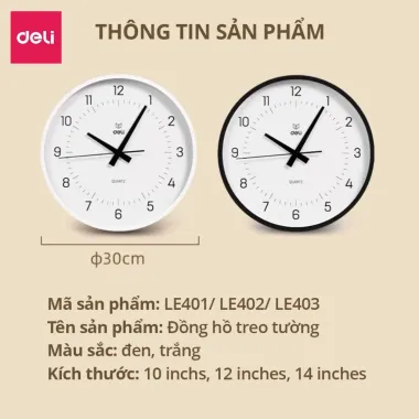 Đồng hồ treo tường minimalism Deli không ồn giá rẻ chỉ 189k trang trí phòng khách hiện đại 3 Đồng hồ treo tường minimalism Deli không ồn giá rẻ chỉ 189k trang trí phòng khách hiện đại 3