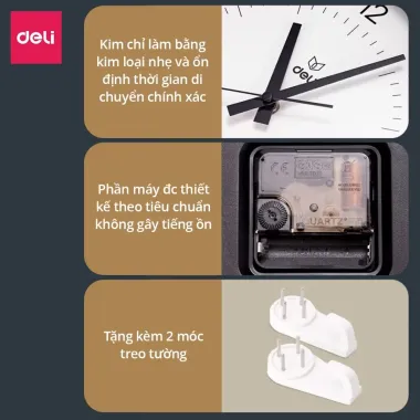 Đồng hồ treo tường minimalism Deli không ồn giá rẻ chỉ 189k trang trí phòng khách hiện đại 6 Đồng hồ treo tường minimalism Deli không ồn giá rẻ chỉ 189k trang trí phòng khách hiện đại 6
