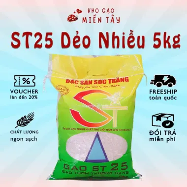 Gạo ST L2 Sóc Trăng 5kg Dẻo Mềm Tươi Ngon Giá Rẻ 88999đ