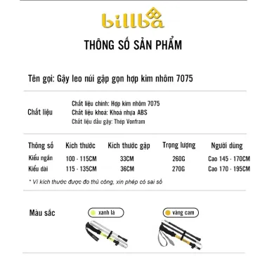Gậy Leo Núi Gấp Gọn Nhôm 7.075 Chống Sốc Trượt - Trekking Hiking Giá Tốt 238k 6