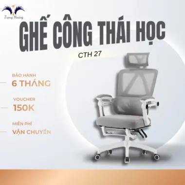 Ghế Công Thái Học, Ghế Văn Phòng CTH-27 Có Tựa Đầu, Gác Chân, Ngả Lưng 145 độ 2 Ghế Công Thái Học, Ghế Văn Phòng CTH-27 Có Tựa Đầu, Gác Chân, Ngả Lưng 145 độ 2