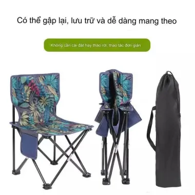 Ghế Gấp Cắm Trại Dã Ngoại Câu Cá - Khung Thép Vải Oxford, Gọn Gàng Tiện Dụng Giá Shock 99k