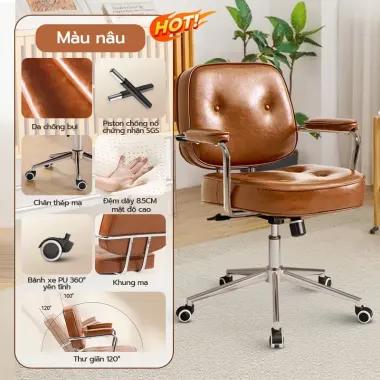 Ghế Giám Đốc Văn Phòng Phong Cách Retro - Đệm Êm, Xoay 360°, Giá Cực Sốc 1.3Tr 11 Ghế Giám Đốc Văn Phòng Phong Cách Retro - Đệm Êm, Xoay 360°, Giá Cực Sốc 1.3Tr 11