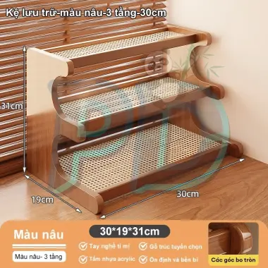Giá Đựng Đồ Để Bàn Mây Tre Đan 2-3 Tầng Chậu Cốc Ổn Định Kệ Nhà Bếp