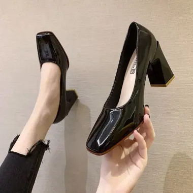 Giày Cao Gót Mũi Vuông Da Bóng Phong Cách Hàn Quốc Cho Nữ Giá 327240VNĐ Giảm 395960VNĐ 5