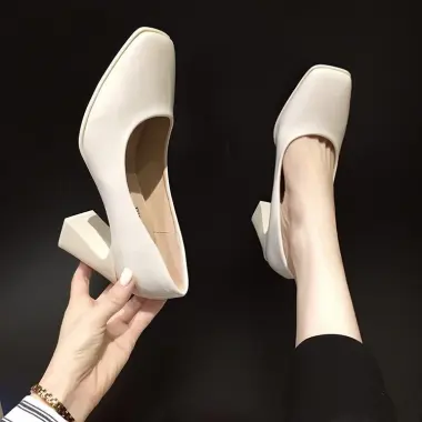Giày Cao Gót Mũi Vuông Da Bóng Phong Cách Hàn Quốc Cho Nữ Giá 327240VNĐ Giảm 395960VNĐ 7