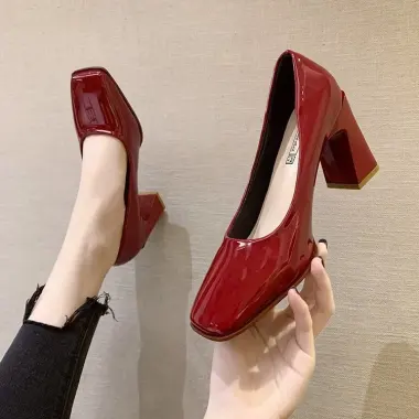 Giày Cao Gót Mũi Vuông Da Bóng Phong Cách Hàn Quốc Cho Nữ Giá 327240VNĐ Giảm 395960VNĐ 8