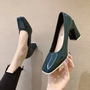 Giày Cao Gót Mũi Vuông Da Bóng Phong Cách Hàn Quốc Cho Nữ Giá 327240VNĐ Giảm 395960VNĐ 11