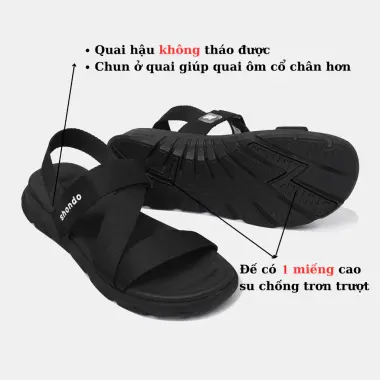 Giày Sandals Unisex Shondo F6 Sport Đen - Êm Chân, Quai Liền, Cao 3cm, Giá CỰC SỐC 329k 3