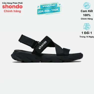 Giày Sandals Unisex Shondo F6 Sport Đen - Êm Chân, Quai Liền, Cao 3cm, Giá CỰC SỐC 329k 12