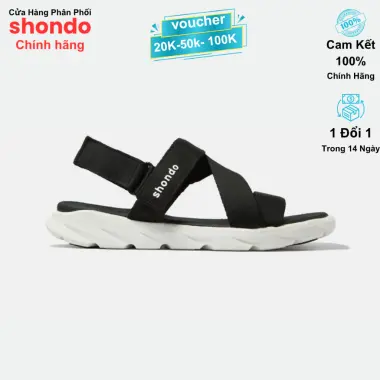 Giày Sandals Unisex Shondo F6 Sport Đen - Êm Chân, Quai Liền, Cao 3cm, Giá CỰC SỐC 329k 13