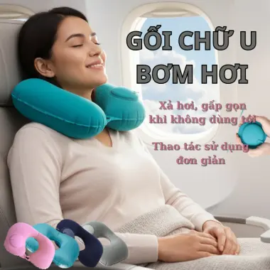 Gối Du Lịch Chữ U Tự Bơm Hơi Chống Mỏi Cổ - Gối Kê Cổ Ngồi Xe Văn Phòng Giá Rẻ 24500đ 2 Gối Du Lịch Chữ U Tự Bơm Hơi Chống Mỏi Cổ - Gối Kê Cổ Ngồi Xe Văn Phòng Giá Rẻ 24500đ 2