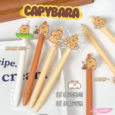 Haneso Bút Bi Bấm 0.5mm Capybara Bút Mực Gel Hoạt Hình Chuột Lang Nước Cute Đồ Dùng Học Tập Học Sinh Văn Phòng Phẩm 2