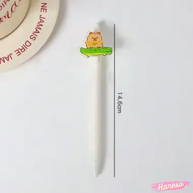 Haneso Bút Bi Bấm 0.5mm Capybara Bút Mực Gel Hoạt Hình Chuột Lang Nước Cute Đồ Dùng Học Tập Học Sinh Văn Phòng Phẩm 6