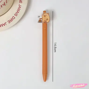 Haneso Bút Bi Bấm 0.5mm Capybara Bút Mực Gel Hoạt Hình Chuột Lang Nước Cute Đồ Dùng Học Tập Học Sinh Văn Phòng Phẩm 7