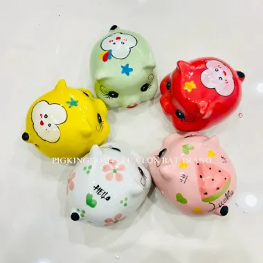 Heo Đất Bát Tràng Lỗ Tròn Mini Tiết Kiệm Vàng Decor Bàn Làm Việc Tủ Sách Giá Rẻ 31.500Đ 4