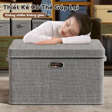 Hộp Đựng Quần Áo AURAWELL Gấp Gọn 60L/90L Chất Liệu Bông Tiết Kiệm - 129k